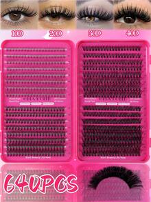 640/200pcs D Curl Individual Eyelashes High Capacity Eyelashes Book With Adhere Glue, Tweezers, Eyelash Brush, Beginner Friendly Fake Lashes Kit, Easy To Use, Diy At Home, Mixed Style False Lashes Extensions Kit, Starter Friendly Kit, Fluffy Thick And Natural Look Lashes, Suit For Daily/Light/Heavy/Cosplay/Night Party Eyes Makeup Beauty - Rose Red - View 16