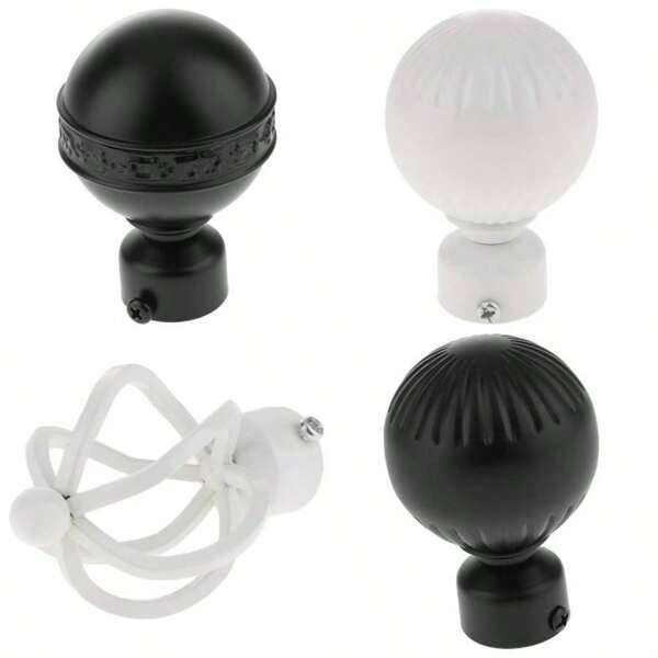 Curtain Pole Rod Decorative Curtain Rod Finials Pack Of 4 Multicolor Multiple SizesStyle 3 White