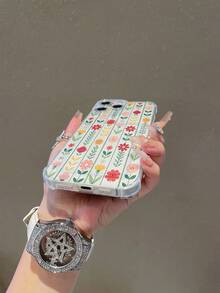 1pc Floral Pattern, Card Slot Transparent Shockproof Phone Case, TPU Material, Can Be Used As Holiday Gift, Holds Photos/Cards, Compatible With IPhone XS/XS Max/XR/11 12 13 14 15 16 Pro/Pro Max/14 15 16 Plus/17 - Clear - View 6