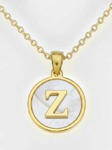 1pc 18K Gold Stainless Steel Letter Pendant Necklace - Gold - View 23