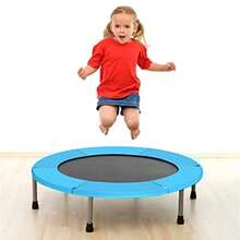 CYAlmohadilla Trampolín Pequeña 4Pies/46Pies Para Niños Repuesto De Resorte Azul/Amarillo  Y Protección Marco Bor - Azul - Ver 3