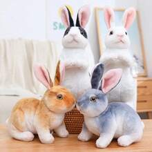 Keylingwd 1 chú thỏ nhồi bông giống thật, thú nhồi bông hình thỏ dễ thương, đồ trang trí phòng trẻ em, quà tặng lễ Phục Sinh, quà Giáng Sinh, quà sinh nhật, đồ trang trí phòng trẻ em. - nhiều màu - Xem 12