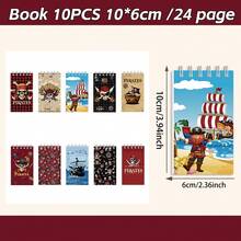 Conjunto de 10/20 cadernos com tema de navio pirata e caveira - Ideais para festas temáticas de piratas, aniversários, lembrancinhas escolares, material de escritório, artigos de papelaria, acessórios para presentes, cadernos fofos, estilo boêmio, cadernos espiral, blocos de notas portáteis, artigos de papelaria temáticos, mini cadernos, planejadores de festas, entusiastas de papelaria. - Multicolorido - Ver 6
