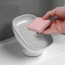 2-In-1 Bathroom Soap Holder, Countertop Drainage Soap Box With Suction Cup, Suitable For Dual Storage And Storage Of Round, Square, And Large Soap, No Punching Suction Cup Soap Box, Bathroom Drainage Soap Holder, Household Fragrance Soap Tray, Non Marking Storage Box - White - View 5