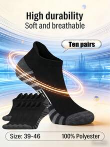 20只/10只/5只/1双 黑白男士夏季袜子，时尚休闲舒适，适合户外运动、跑步、健身，压缩膝袜，商务休闲假日黑白中筒袜，假日礼物（透气），适合鞋码（39-42/43-46） - 彩色 - 查看 2