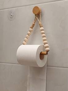 1/2 piezas Soporte de papel higiénico de cuerda de yute montado en la pared, estante de papel de cuerda de yute sin taladro para el baño, soporte de toallas de papel montado en la pared de la cocina con ganchos, adecuado para reemplazar el rollo - Accesorio de baño moderno y de moda para el hogar, Soporte de papel higiénico de ratán tejido, cuerda bohemia, rollo de toallas de papel colgante, montado en la pared, accesorio de baño rústico y natural único - Marrón - Ver 5