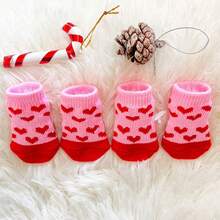 4pcs/Set Anti-Slip Warm Dog Socks, Soft & Breathable, Suitable For Small & Medium Dogs, Teddy Dogs - Multicolor - View 16