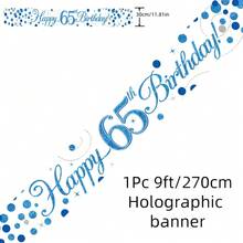 Băng rôn dài 2,7m màu xanh lấp lánh, mừng sinh nhật lần thứ 16, 18, 21, 30, 40, 50, 60, 70, 80, 90, màu xanh lam và trắng, hiệu ứng ba chiều. - Nhiều màu - Xem 7