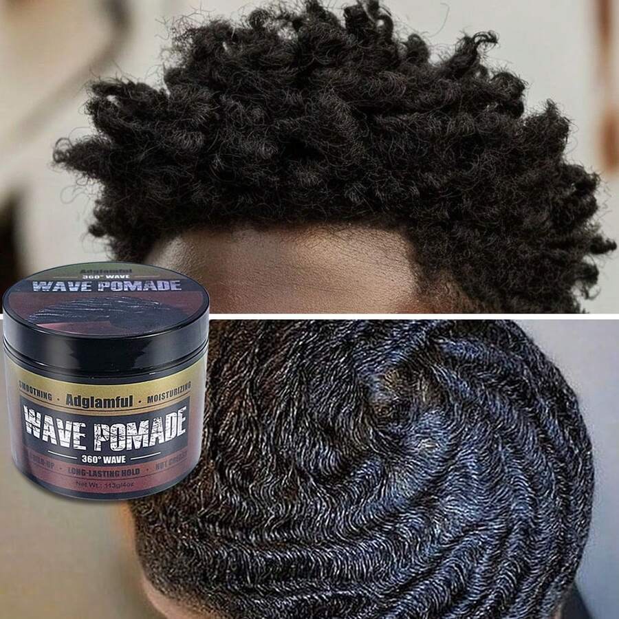 113g Aceite para el cabello negro: Fortalece y previene la rotura y el encrespamiento del cabello, adecuado para cabello rizado/natural, proporciona un peinado suave y brillante sin grasitud. Aplica una pequeña cantidad a diario para el cuidado y el peinado diario del cabello. - Pomada para ondas*113 g - Ver 1