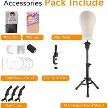 假发头套，可调节假发头套，帆布假发头套带夹子，假发美妆模特头套套装 - 彩色 - 查看 2
