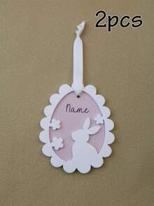 LICVIC Custom Easter Eggs Ornaments-With Rabbit Pattern, Personalized Easter Basket Stuffers, Customized Name Easter Decorations, Customizable Easter Tree Decorations, Easter Gifts, Party Decor, Room Decor, Living Room, Couples, Family, Friend, Kids Gift - Style a - View 14