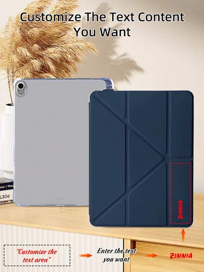 Soporte de lápiz transparente personalizable de 8 ángulos, color azul profundo, plano, adecuado para iPad Mini6/Mini7/Air/Air2/9.7/10.2/10.5/Air4/Air5/10.9/Pro 11 pulgadas/10.ª generación/Air 11 pulgadas (M3) 2025/iPad (A16) 11 pulgadas 11.ª generación 2025, soporte multiángulo y multifunción, ranura integrada para lápiz, funda protectora para iPad, protección de borde suave de TPU resistente a caídas y desgaste, activación/suspensión magnética automática, simple/casual/personal/premium/creativo. El producto no incluye el lápiz stylus.