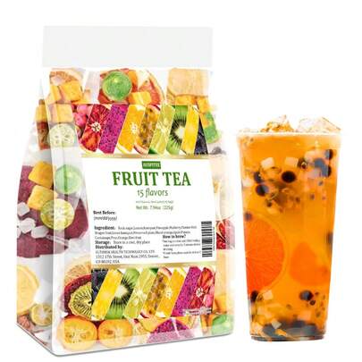 ULTHMOK 15 Kinds Of Fruit Teas 7.94 Oz/225g, Made Of Rock Sugar, Dried Lemon Slices, Dried Oranges, Dried Pineapple, Passion Fruit, Apples, Pears, And Dragon Fruit, Without Additives And Caffeine. Suitable For Afternoon Tea.