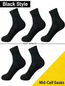 Men's Mid-Calf Socks, Breathable Moisture-Wicking Casual Business Socks For All Seasons - Multicolor - View 5