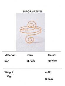 1pc Fashionable Creative Beach Vacation Metal Leaf Arm Cuff, Adjustable Geometric Spiral Starfish Seashell Bracelet, Jewelry Gift Suitable For Middle East Saudi Arabia Party - Gold - View 14