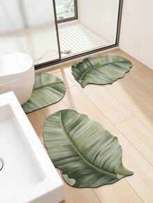 DAJIANG 1 قطعة سجادة حمام بشكل ورقة الموز الاستوائية، ذات ملمس مُنقَّط بتدرج أخضر، ماصة وغير انزلاقية، مناسبة للحمام والمطبخ والخارج والداخل والممر والغرفة والصالة، قابلة للغسل في الغسالة، قاعدة مانعة للانزلاق، سهلة التنظيف - متعدد الألوان - مشاهدة 2