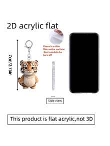 2D平面可爱小老虎钥匙扣，1个装，兼容背包、钥匙、钱包 - 可爱风格钥匙圈，完美适用于包包和车钥匙，完美适用于车钥匙、背包和包包，包包挂件，无需电池，情人节礼物，实用汽车配件，女士钱包和手机配件，赠送朋友、家人、女朋友，派对配饰，纪念品，动物爱好者礼物，2D平面 - 彩色 - 查看 10