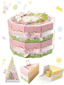 20pcs/Set Cake Shape Box, Easter Gift Box, Rabbit Paper Box, Triangle Packaging Box, Party Favors, Easter Birthday Party Decoration, Party Supplies - Multicolor - View 6