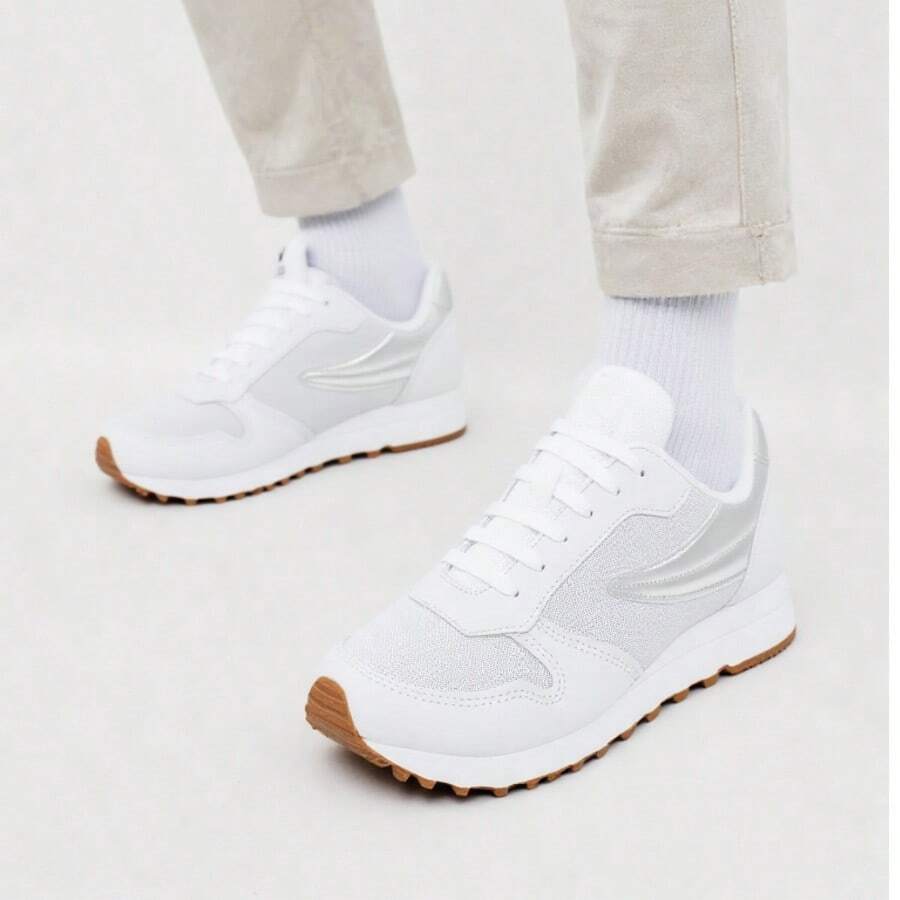 Men's And Women's Casual Sneakers Adult White Comfortable Lightweight Walking Stylish Modern Everyday 10 Sizes 34 To 43 - trắng và bạc - Xem 1