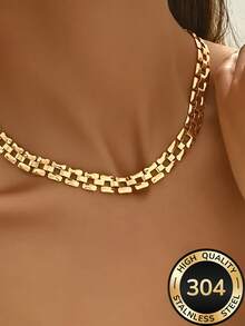 High Quality Stainless Steel Golden Necklace, Anti-Fading, Minimalist & Elegant, Suitable For Daily Wear Or Parties, Fashion Jewelry For Women, A Refined Gift For Her - Multicolor - View 8