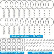 15/30/60pcs DIY Keychain Accessories Set, Includes 25mm Split Rings And Chains, Suitable For Handmade Keychain Crafts - Keychain - View 5