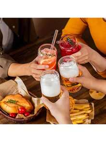 6pcs 200ML Compact Cute Stylish Heat-Resistant Transparent Glass Cups, Suitable For Espresso, Juice, Tea And Various Occasions - Clear - View 5