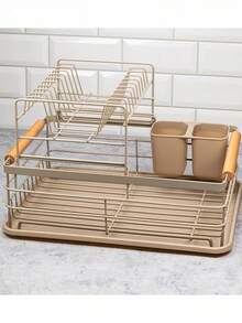 1pc Removable 2-Tier Dish Drying Rack, Kitchen Storage Organizer, Compact Dish Drainer For Plates, Bowls, Practical Household Housewarming Gift - Multicolor - View 5