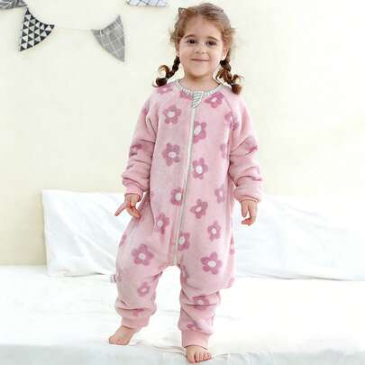 1 PC Baby Sleeping Bag 1.5 Tog Long Sleeve Sleep Sack With Feet Swaddle Wearable Blanket For 1-3 Years Tollder