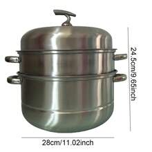 1个不锈钢蒸锅，多功能蒸锅带盖，适用于电磁炉、燃气灶和电炉，厨房用具，厨房工具，厨房配件，家用厨房用品 - 銀色 - 查看 15