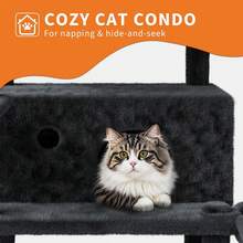 68.5 In Multi-Level Cat Tree For Indoor Cats Large Adult Heavy Duty Cat Tower For Large Cats With 2 Condos\/Plush Perches\/Sisal Scratching Posts\/Hammocks\/Basket\/Dangling Balls, #2604 Dark-Grey - Đỏ và trắng - Xem 4