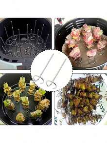 50/30 Pcs Stainless Steel Reusable Air Fryer Skewers 50/20/10Pcs - Vertical BBQ Sticks For Grilling Chicken Vegetables,Kitchen Essentials,Kitchen Gadgets,Home Decor,Kitchen Items,Kitchen Accessaries,Valentine's Day