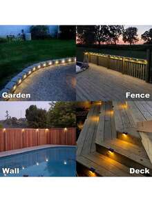 [Luces Solares para Valla] Juego de 4/8/12/16 Luces Solares para Valla, Luces Decorativas para Exteriores para Patio, Balcón, Escaleras, Jardín y Piscina, Luces de Ambiente Festivo para Halloween y Navidad - Multicolor - Ver 5