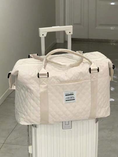 Large Capacity Houndstooth Travel Bag For Women Lightweight Handbag For Overnight/Weekend With Separate Wet & Dry Compartments Suitable For Commuting Hospital Stay Maternity