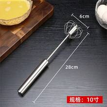 Stainless Steel Semi-Automatic Rotary Egg Beater, Kitchen Baking Tool Stainless Steel Manual Press Egg Beater - Silver - View 3