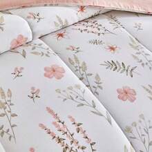 3pcs Floral Cotton Comforter Set For Girls, Pink Flowers N Leaves Botanical Design, Queen Size Soft N Cozy Bedding... - FlowersQueen88x88 - 查看 7