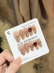 30颗K9美拉德美甲水钻，浅烟黄色高品质尖底水钻，复古闪亮秋冬美甲饰品，美甲配件，秋冬方形糖霜美甲装饰水钻，美甲用品，美甲宝石 - 咖啡棕 - 查看 7