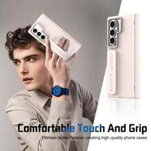 VIETAO Ốp lưng điện thoại thời trang có giá đỡ máy ảnh và dây đeo cổ tay dành cho Samsung Galaxy Z Fold 4/5/6/7 - Màu be - Xem 8