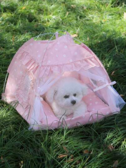 Lều ngủ cho thú cưng màu hồng, thoáng khí, có thể giặt được, nhẹ, phù hợp cho chó và mèo nhỏ, chỗ ngủ trong nhà và ngoài trời dùng được quanh năm.