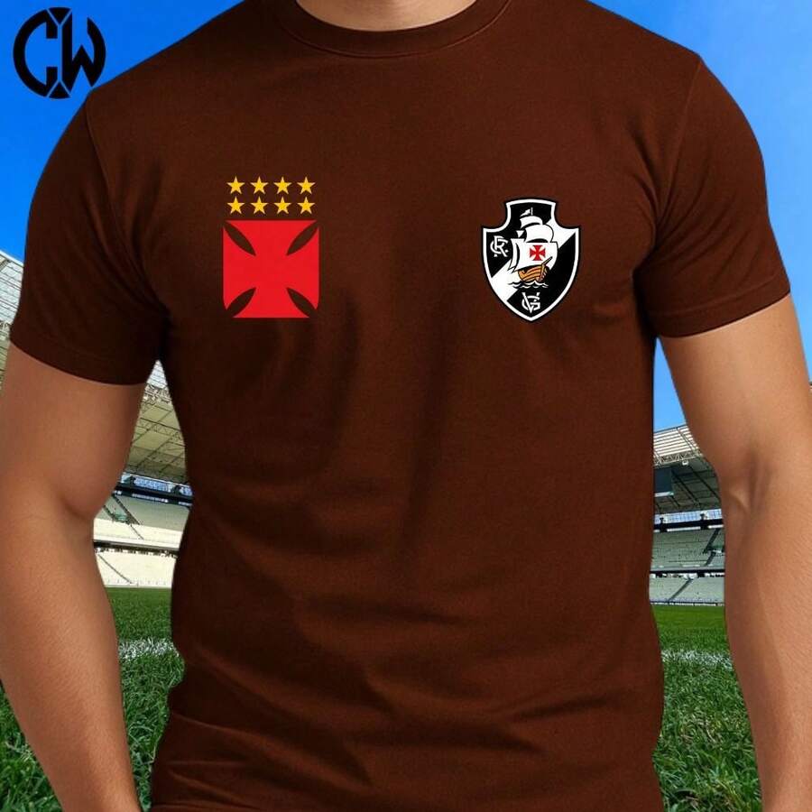 T-Shirt With Vasco Symbol And Shield - Premium Release - 鏽棕色 - 查看 1