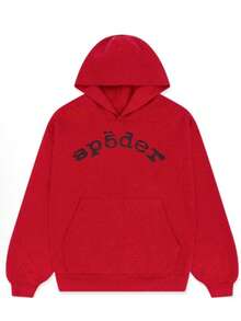 SP5DER Hoodie , SP5DER Print Streetwear Unisex Oversized ,Sweatshirt For Men Women , Rhinestone Hoodies Womens Mens - Áo hoodie đỏ - Xem 1