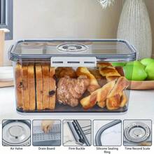 1 pièce boîte à pain hermétique portable, conteneur avec couvercle pour un stockage visible, boîte étanche et anti-fuite pour pain, pain grillé, fruits et légumes, organisateurs et accessoires de cuisine - Gris - Voir 4