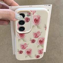 1pc TPU Material Spring Soft Pink Rose Graphic Fashion Phone Case Compatible With Samsung A05s, A12, A13, A14, A14 4G, A15, A21s, A23, A25, A32, A32 5G, A34, A35, A50s, A51, A52, A53, A54, A55, A71, A72, A73, S10, S20 FE, S20 Ultra, S21 Ultra, S22, S22 Plus, S23, S24, Redmi 10C, 12C, Note 10, 11, 12, 13, Pro Plus, Note 8, 9 Pro, Full Protective Soft Phone Case - White - View 4