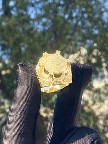 DUBSS 1枚镶钻皇冠男士戒指，5A镀层立方氧化锆嘻哈饰品 - 皇冠戒指 - 查看 4