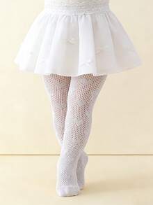 2条装婴儿爱心提花高弹力网眼连裤袜，网袜 - 彩色 - 查看 4