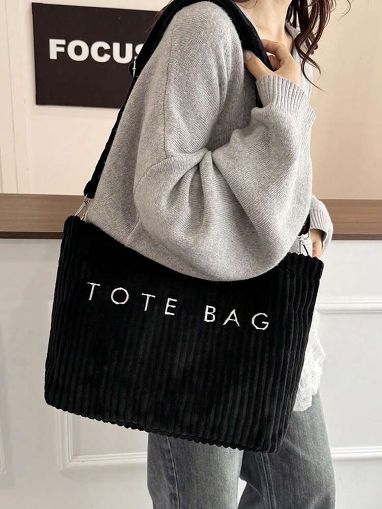Korean Slouchy Corduroy Women's Handbag, New Fashion High-Capacity