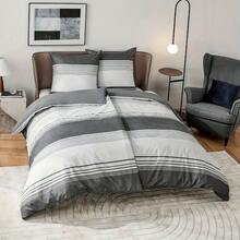 BEDSURE Bettwäsche-Set 135x200 4-teilig – 135 x 200 cm Bettwäsche-Set mit 2 Kissenbezügen 80x80 cm, OEKO-TEX weich  knitterfrei, gestreiftes Muster mit Reißverschluss - Blau - Übersicht 10