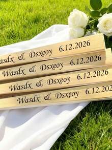 Customized Wedding Hand Fan, Personalized Wedding Candy Fan, Wholesale Engraved Bride Party Favors, Handmade Romantic Wedding Fan, Bridesmaid Gift - Multicolor - View 5