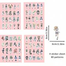 80 miếng dán hình bé gái bằng vải nhung, thích hợp để trang trí hành lý, bình nước, ván trượt, mũ bảo hiểm, làm album ảnh, ốp điện thoại và máy tính xách tay. - A3-2990 Nhiều màu - Xem 2