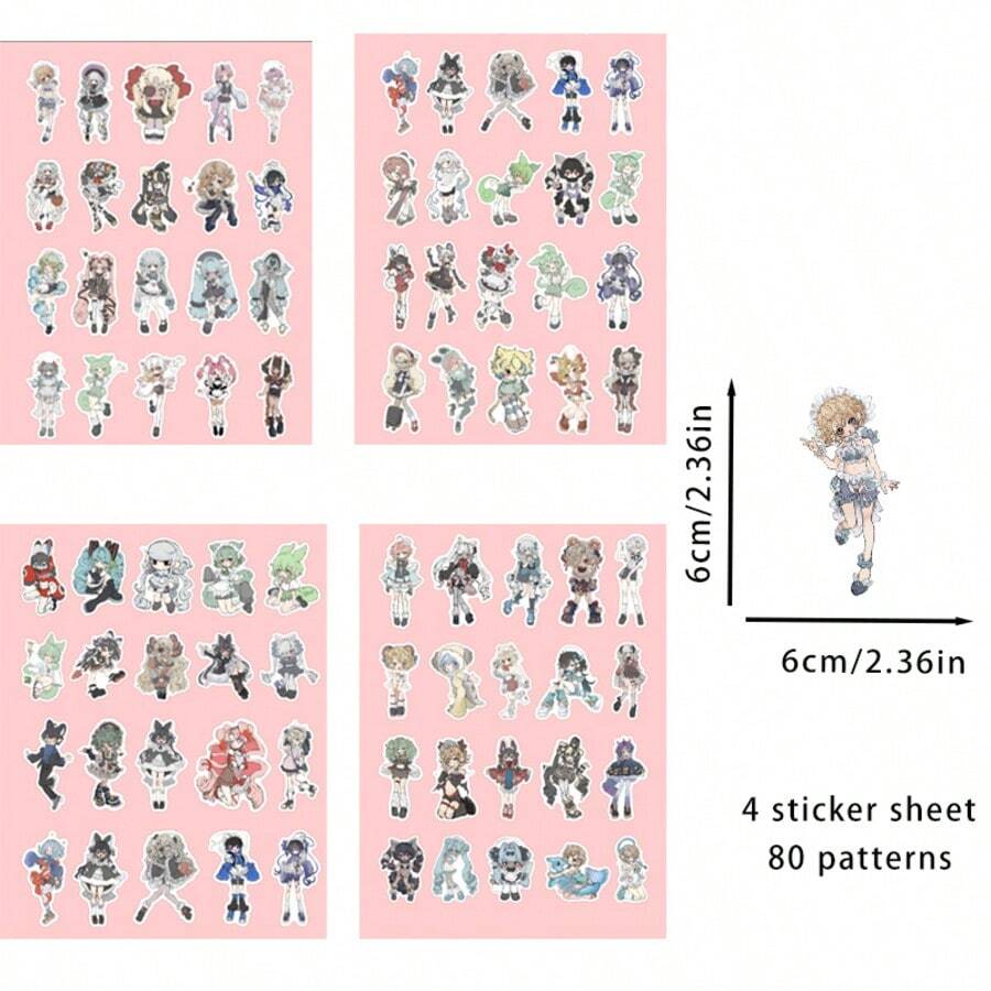 80 miếng dán hình bé gái bằng vải nhung, thích hợp để trang trí hành lý, bình nước, ván trượt, mũ bảo hiểm, làm album ảnh, ốp điện thoại và máy tính xách tay.
