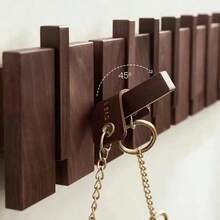 1pc Wooden Wall Mounted Coat Hook Rack, Modern Piano Hanger For Hanging Jackets, Keys, Hats, Towels, Space-Saving Entryway Organizer, (Drill Holes Or No Holes Required) - Multicolor - View 4